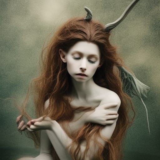 Elvish Deity Portrait with Inkpunk Minimalism