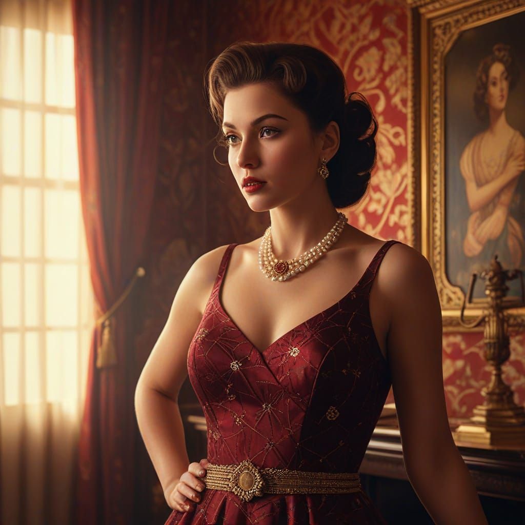 Italian Pin-Up Girl in Alex Ross Style Lighting