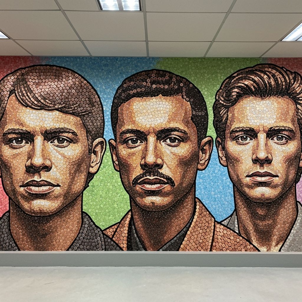 Famous Faces Mural Made Entirely of Pennies