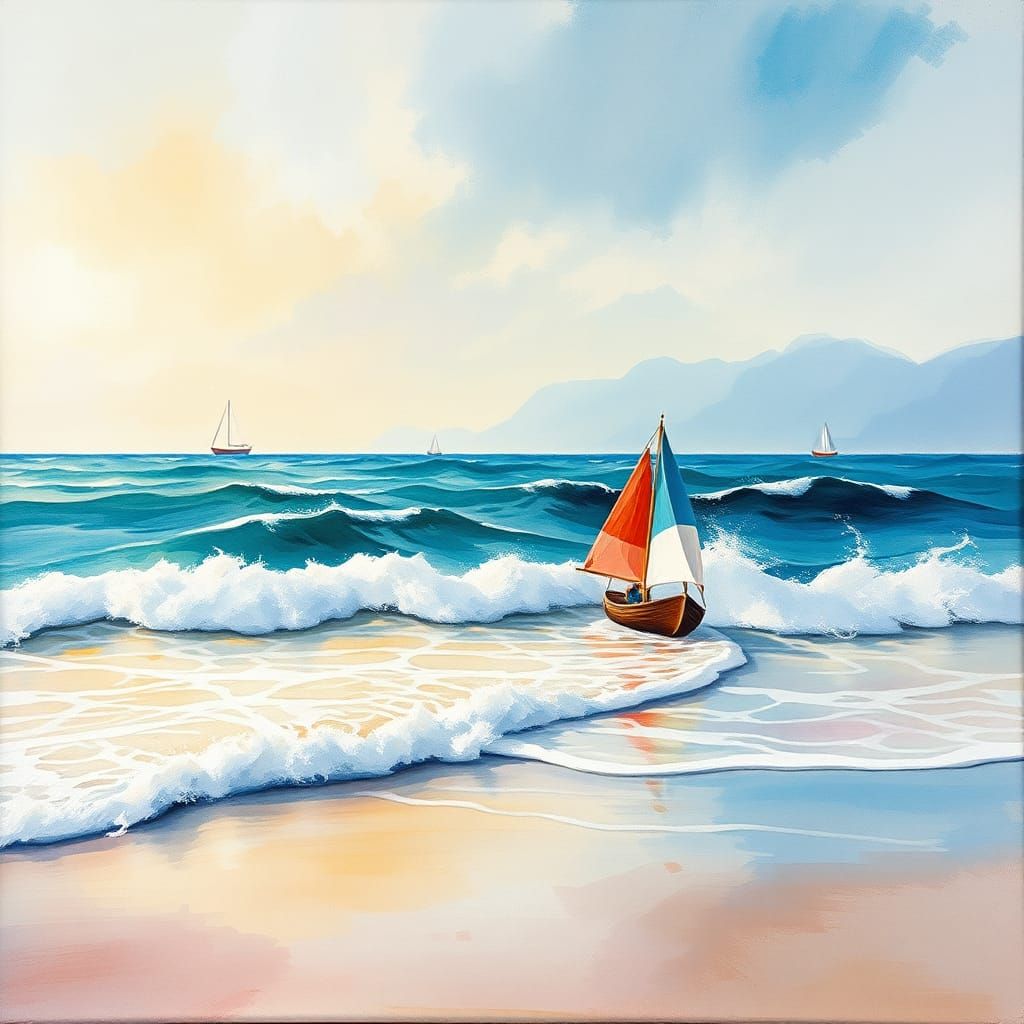 Morning Tide Gouache Impressionist Masterpiece