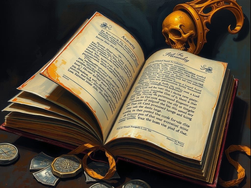 Tome of Necromancy in Oil Painting Style