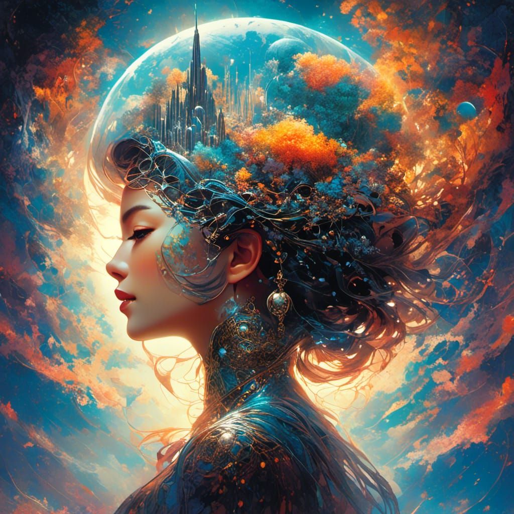 Cybernetic Assassin in Galactic Graffiti Art