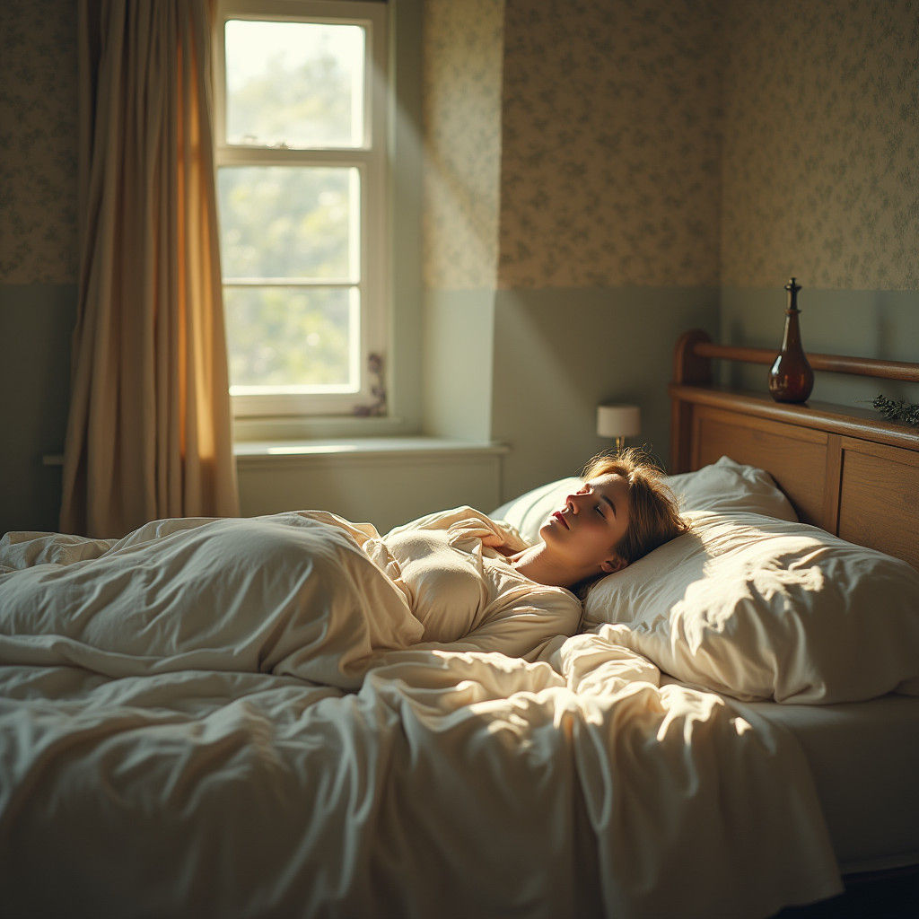 Serene Bedroom Scene in Dreamy Digital Art Style