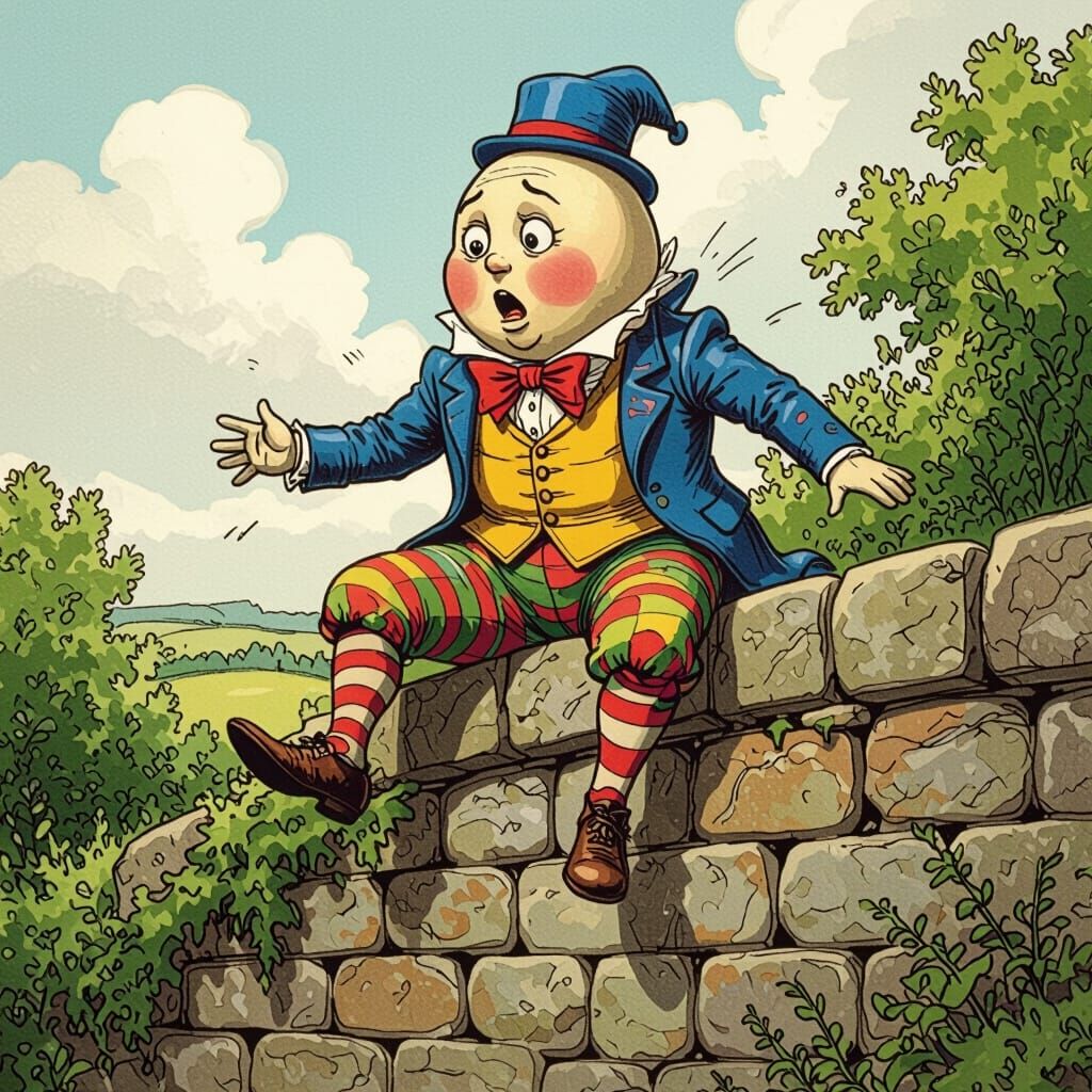 Humpty Dumpty's Fall: A Whimsical Illustration
