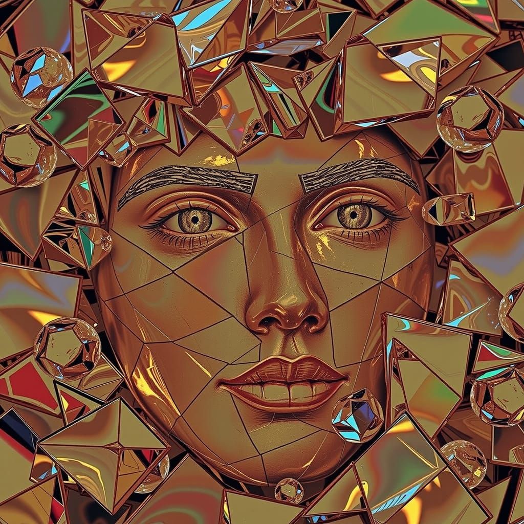 Expressive Sculpture of Reflected Glory in Art Deco Style