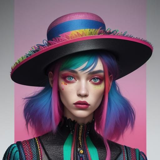 Colorful Hats Stacked High: Hyperrealistic Splash Art