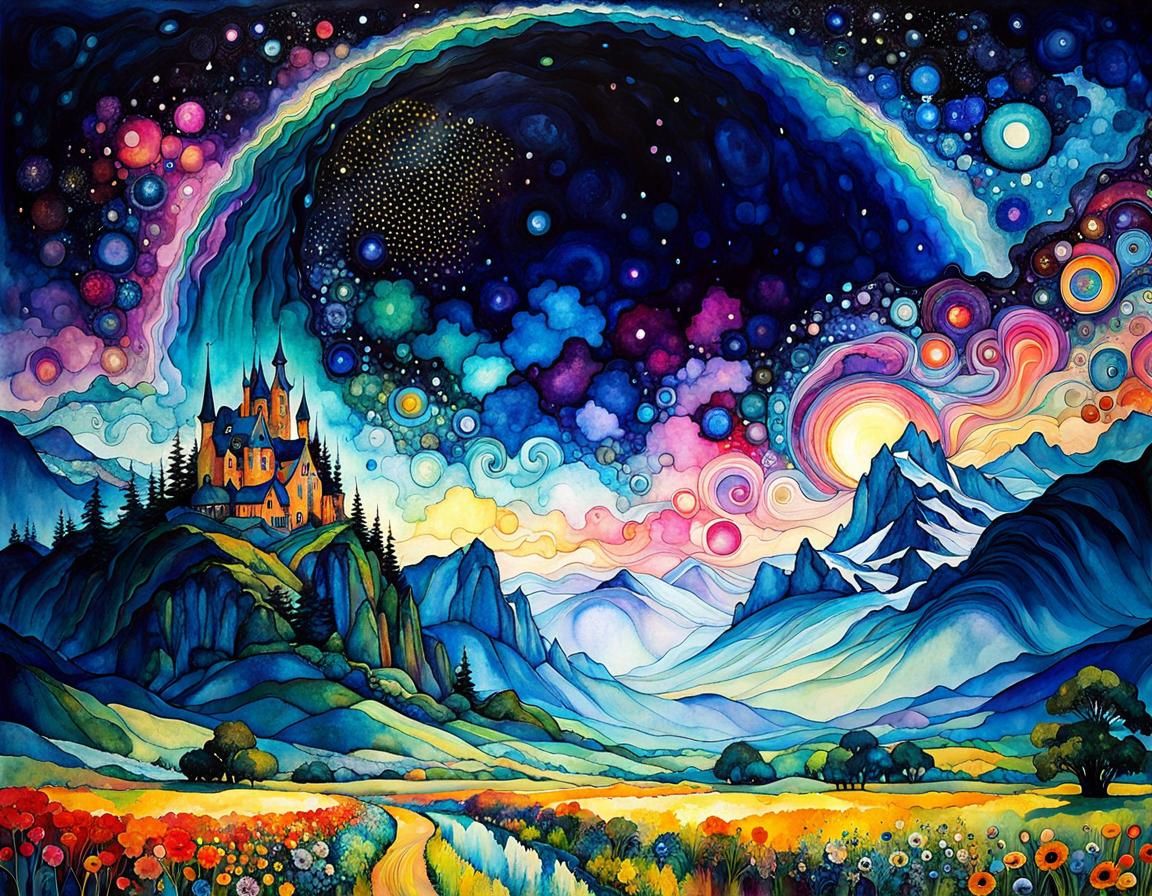 Rainbow Meadow in Post-Impressionist Style