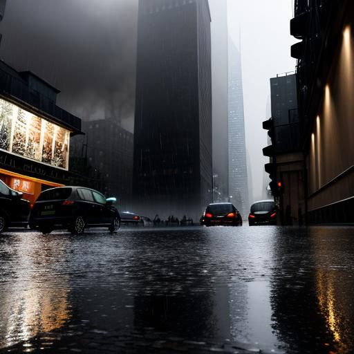 Rainy Night in Paris: A Cyberpunk Vision