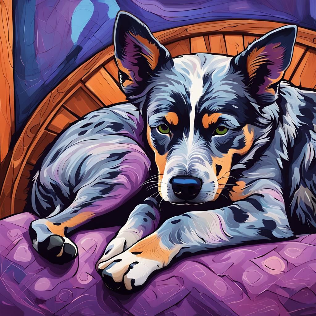 Blue Merle Dog Sleeping: Abstract Art