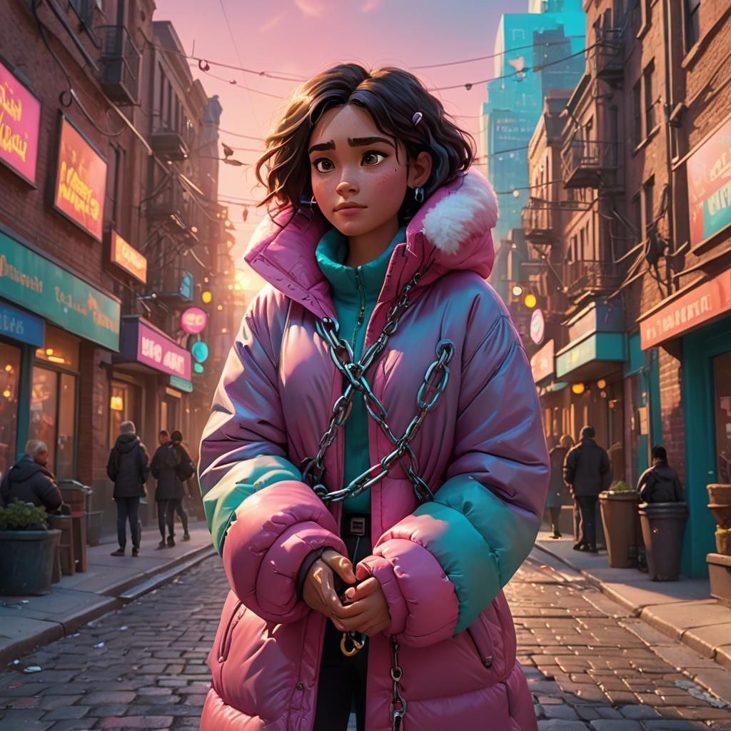 Girl in Handcuffs: Pixar-Style Concept Art