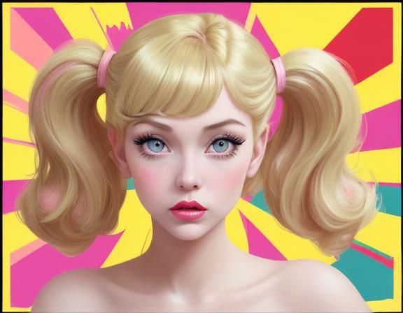 Retro Blonde Pin-Up in Pop Art Style