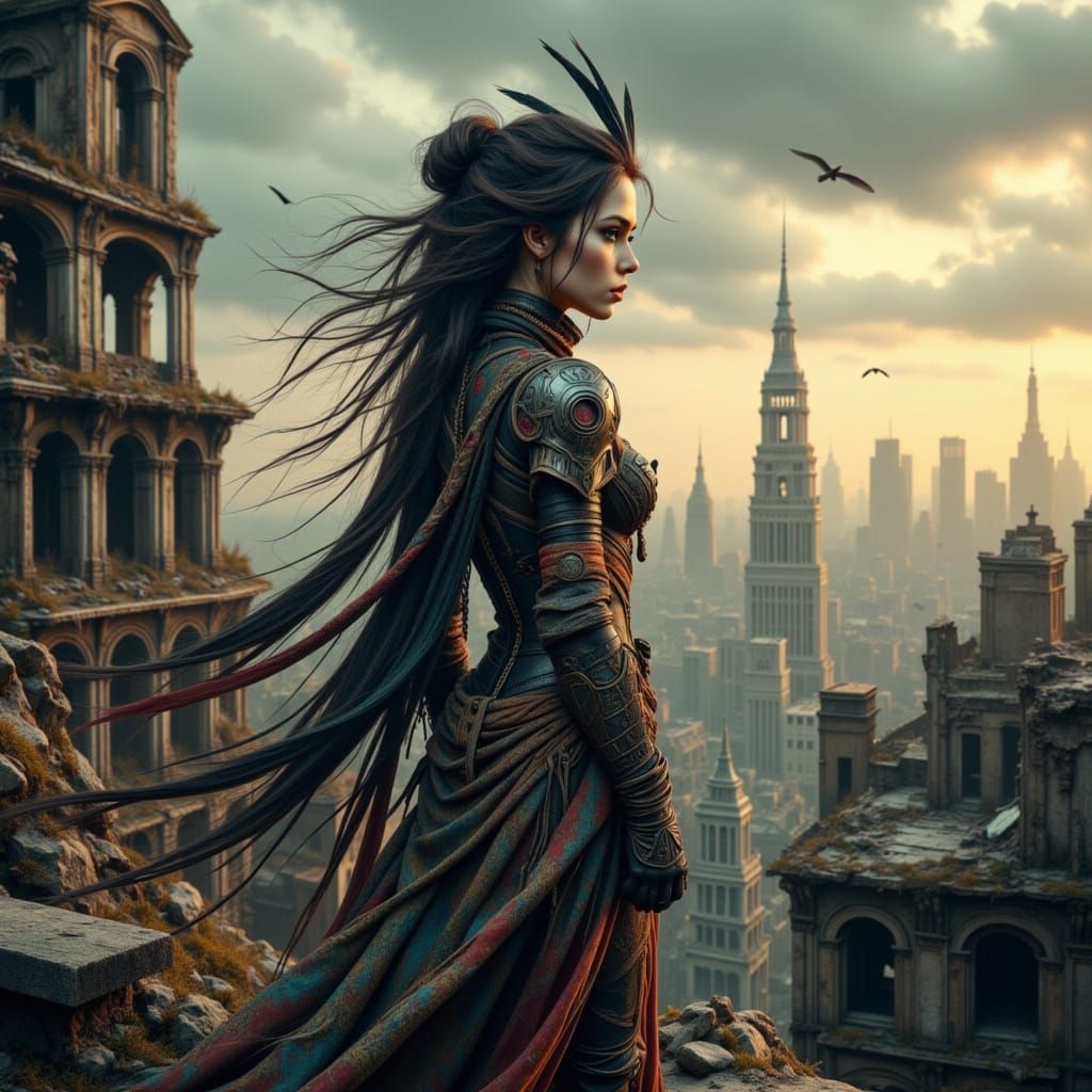 Gothic Warrior Empresses Twilight Rooftop Citadel