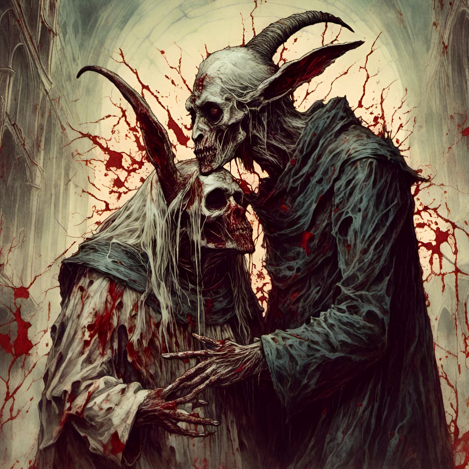 Zombie Pope Kiss in Creepy Magazine Style