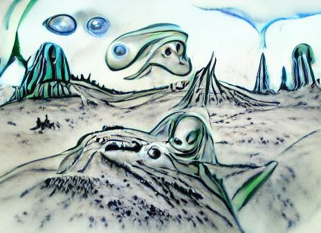 Surreal Alien Landscape with Glowing Atmosphere