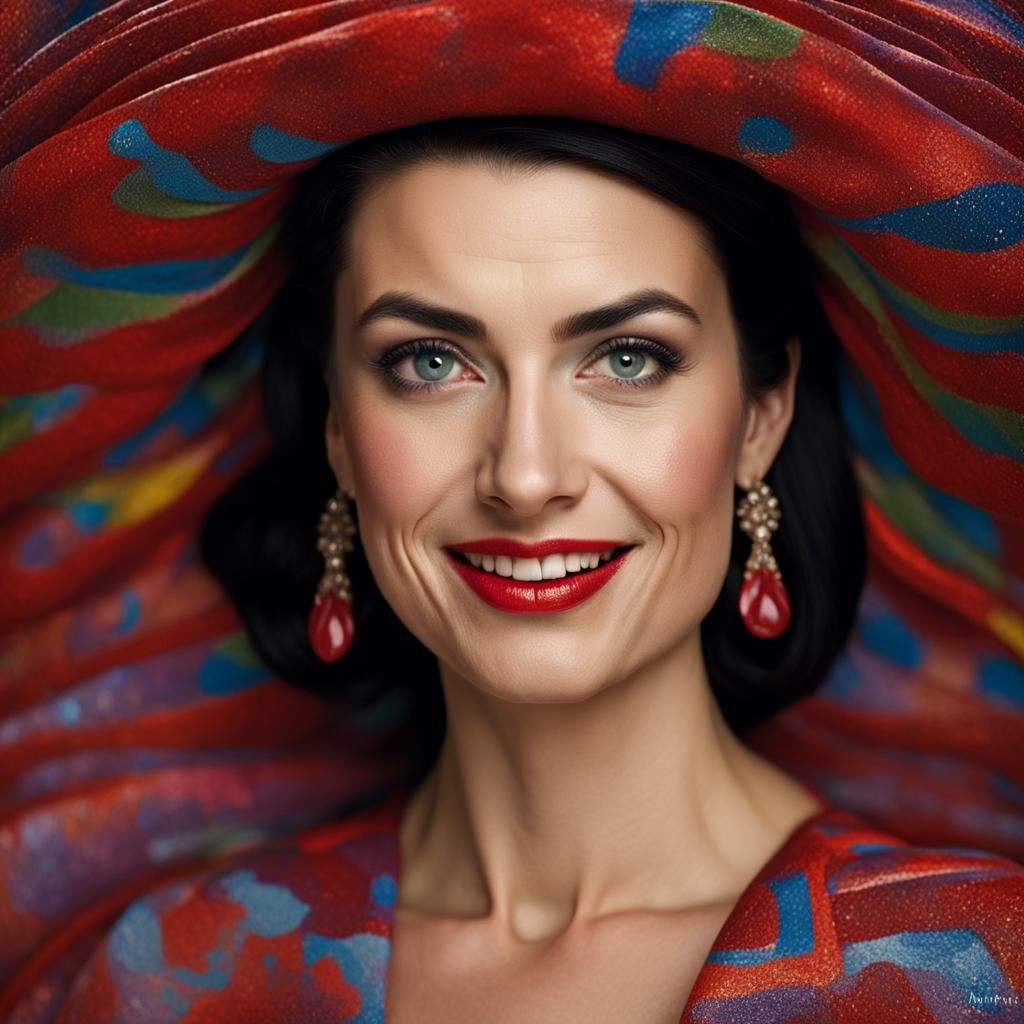 Striking Portrait of a Woman with Red Lipstick