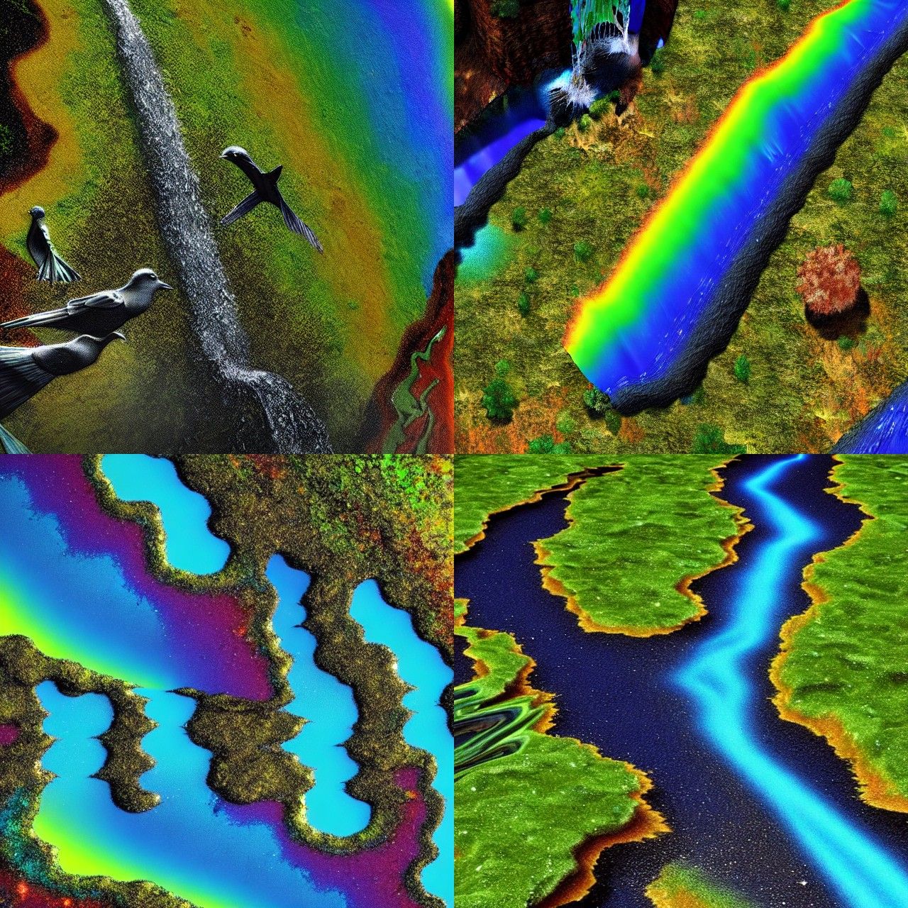 Glistening Oil Slick Waterfall in 8K Resolution