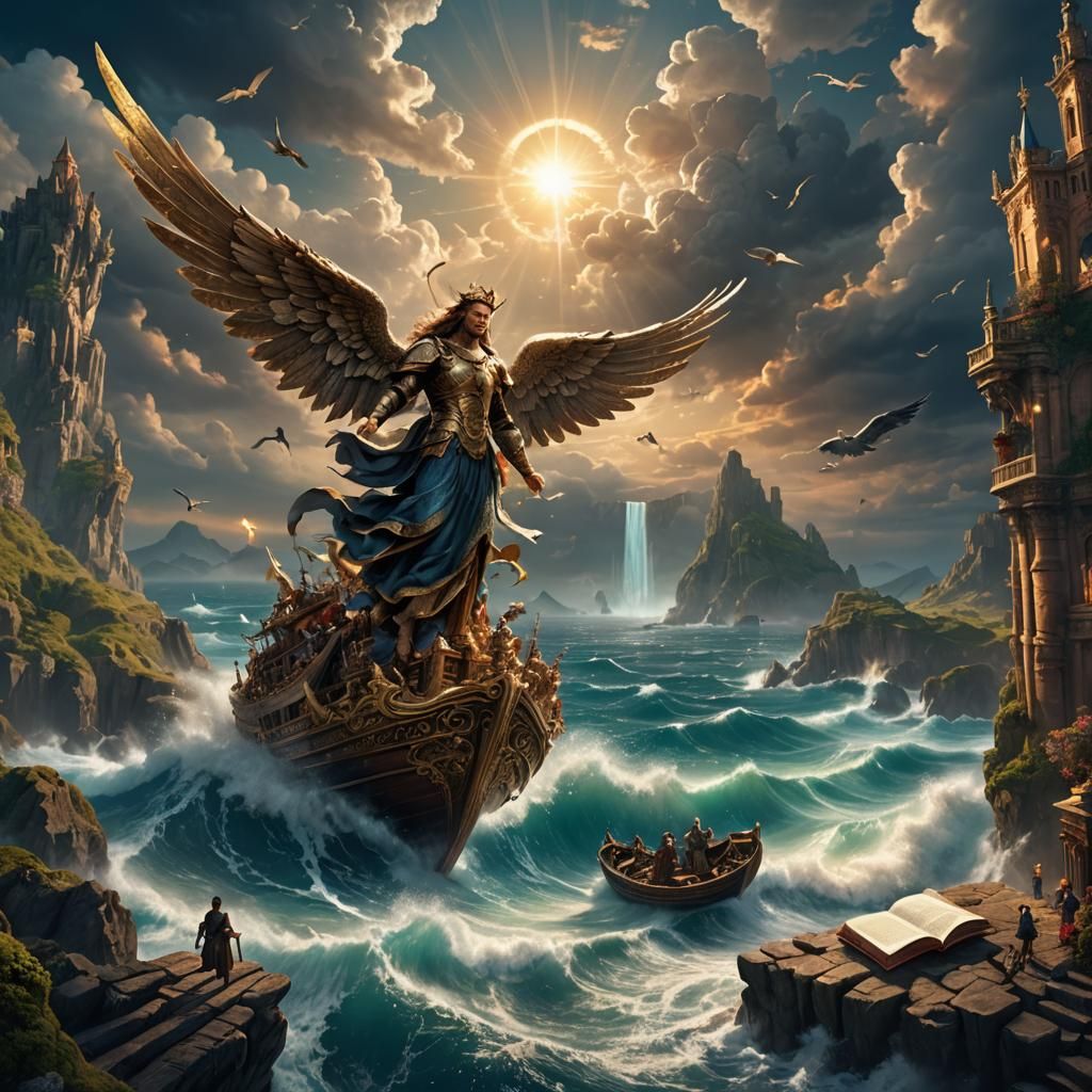 Angel With Open Book Fantasy Concept Art