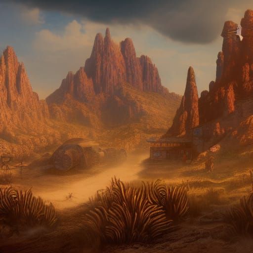 Detailed Wild West Fantasy Concept Art