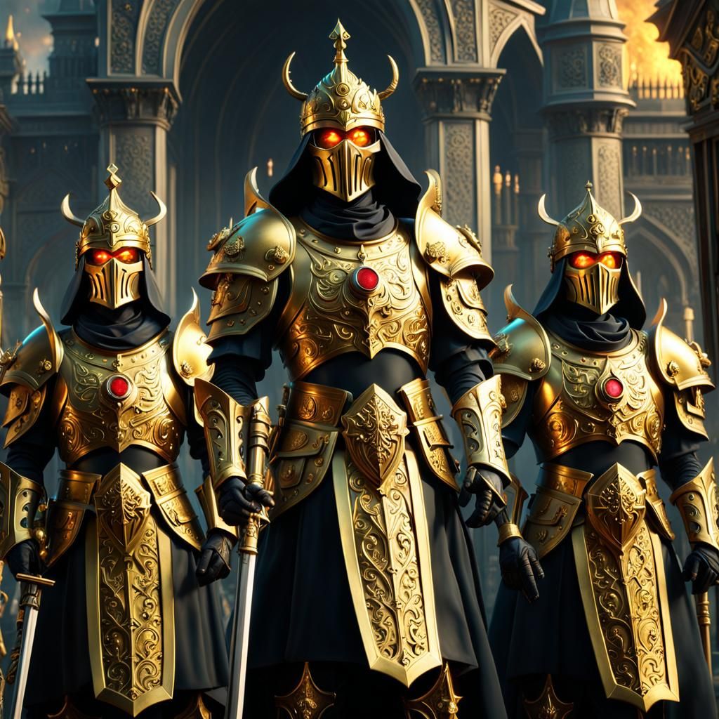 Grotesque Undead Royal Guard in Gold Armor
