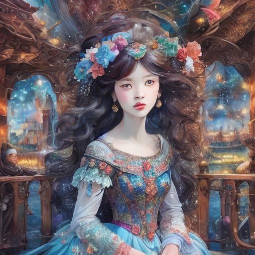 Manhwa Style Woman with Detailed Jewelry and Makeup