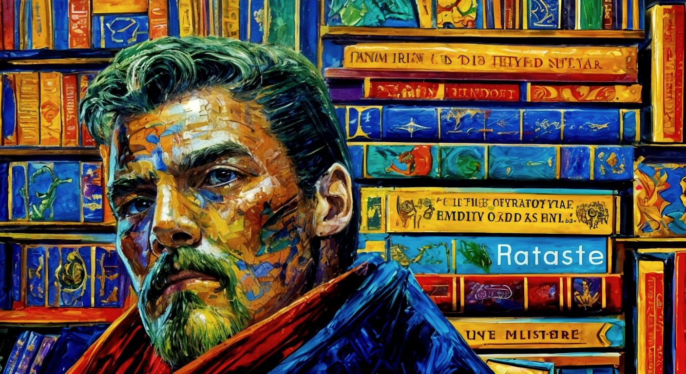 Dr. Strange in a Book Cube Neo-Impressionist Painting