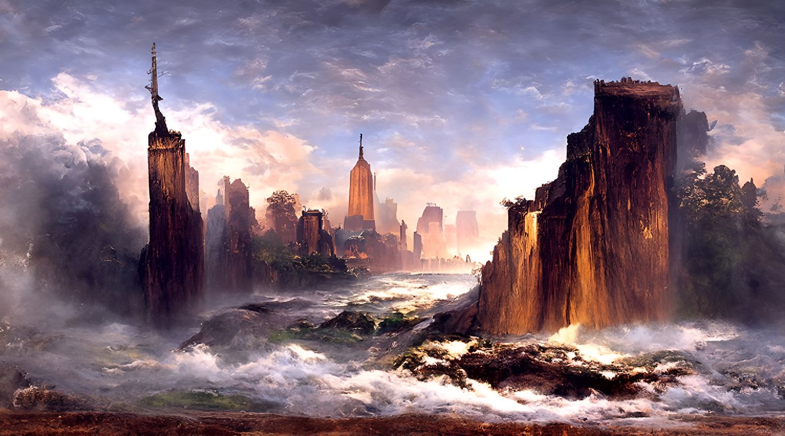Manhattan Landscape Painting in Hudson River School Style