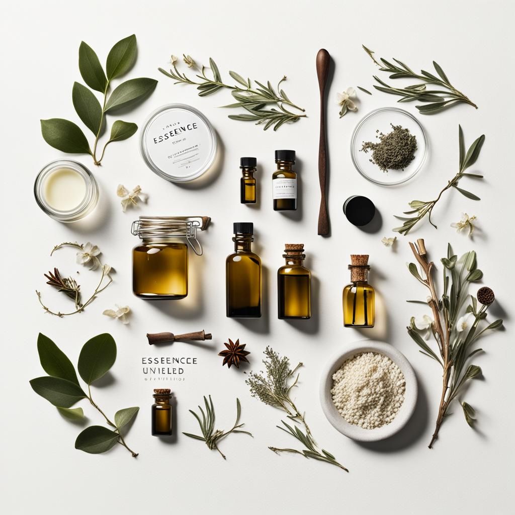 Minimalist Apothecary Flatlay with Scent Elements