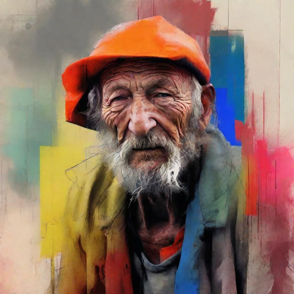 Colorful Hobo in Surreal Expressive Style