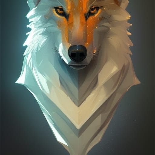 Hyperdetailed Wolf Portrait in Art Nouveau Style