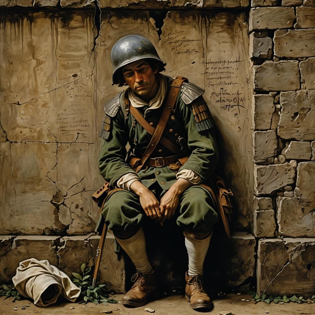 Weeping Soldier in Trench: Renaissance Trompe-l'oeil