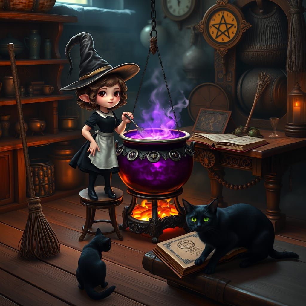 Enchanted Witch Conjures Mystical Potion