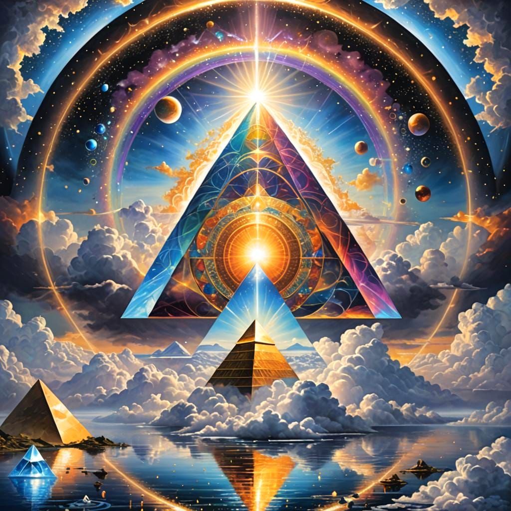 Opalescent Sky Tesseract: A Digital Oil Painting