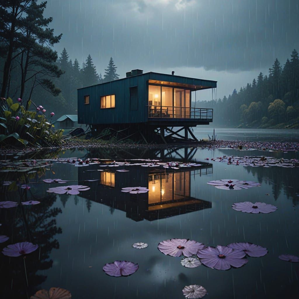 Cinematic Cabin Amidst a Mysterious Lake