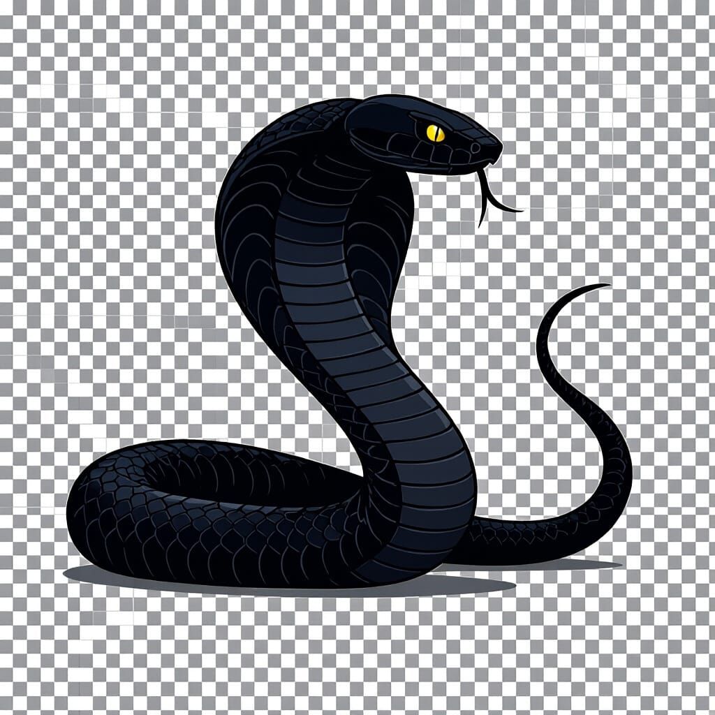 Minimalist King Cobra Silhouette Attacking in Vector Art