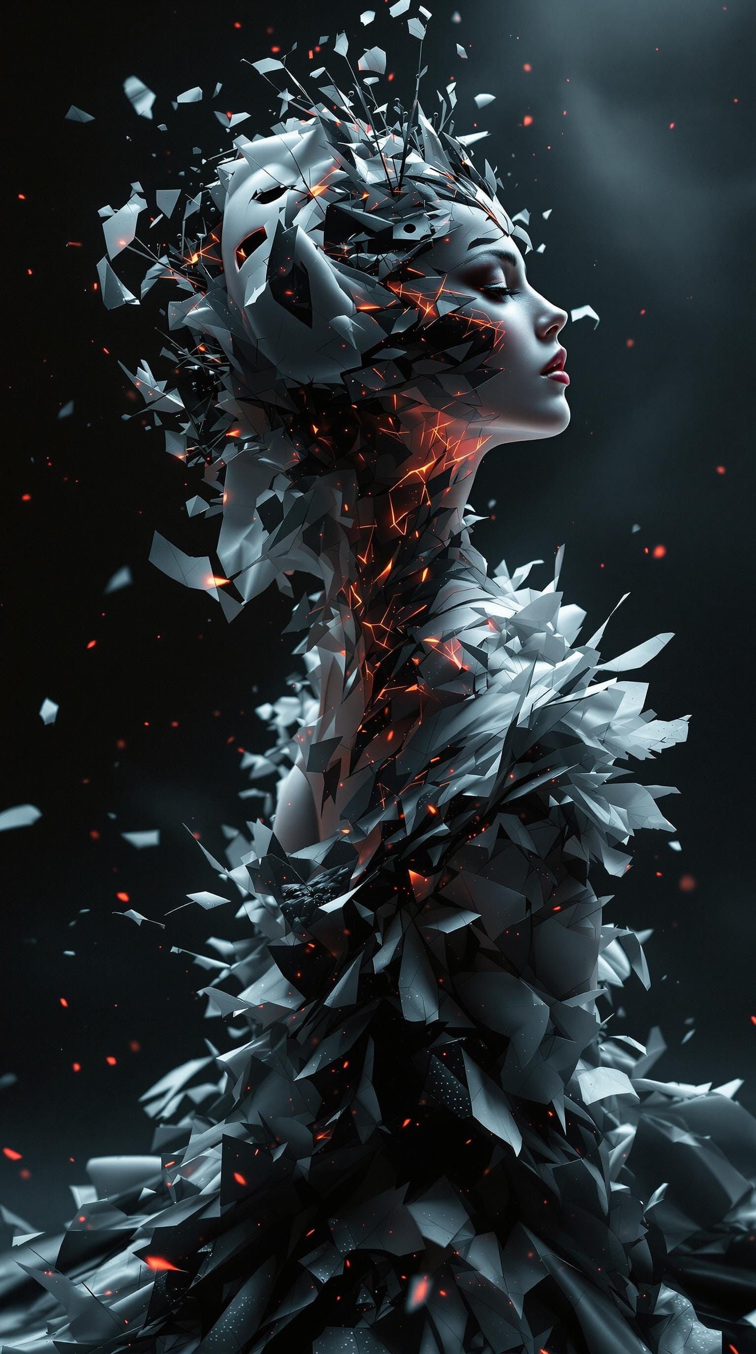 Ethereal Black Swan Transformation in Surreal Art