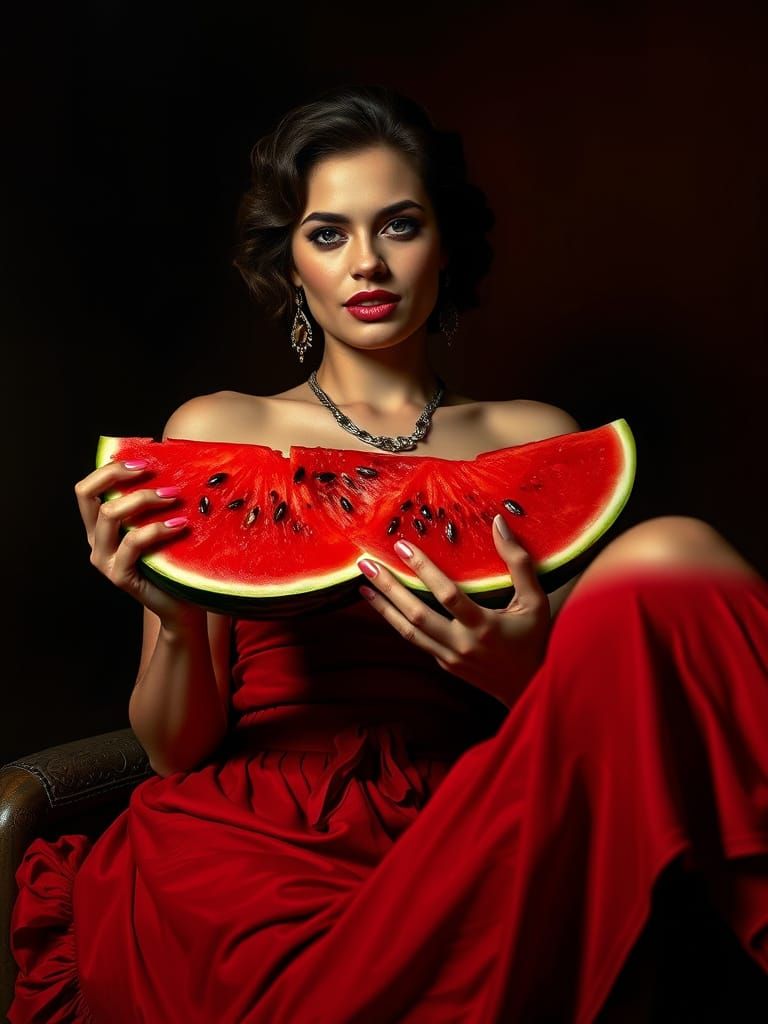 Elegant Woman in Noir-Style Matte Painting