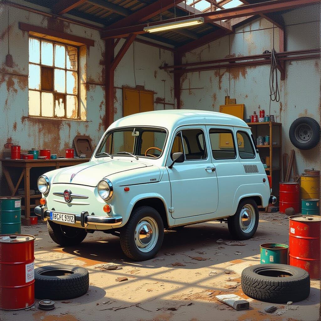 2022 Fiat Panda Caravan in Abandoned Workshop