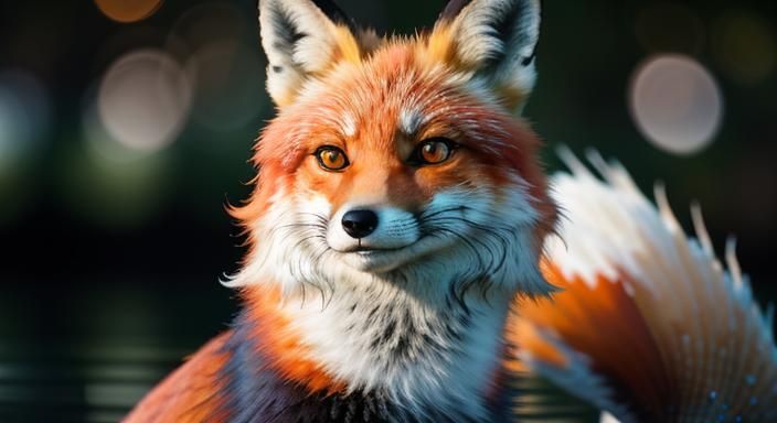 Mermaid and Red Fox Portrait in Natural Lighting