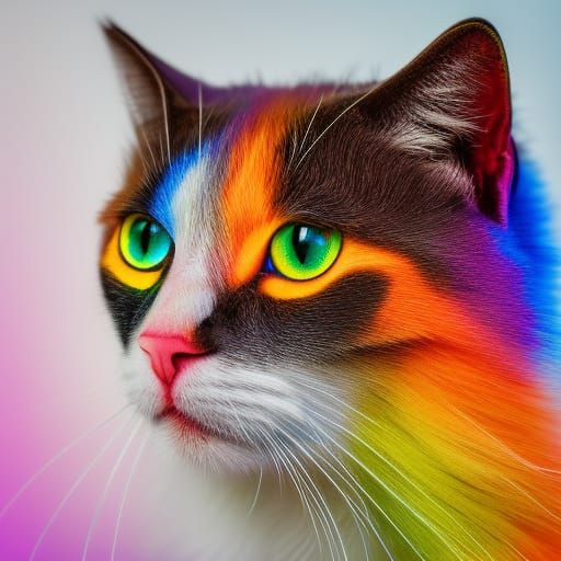 Rainbow Cat in Sharp Focus Photography