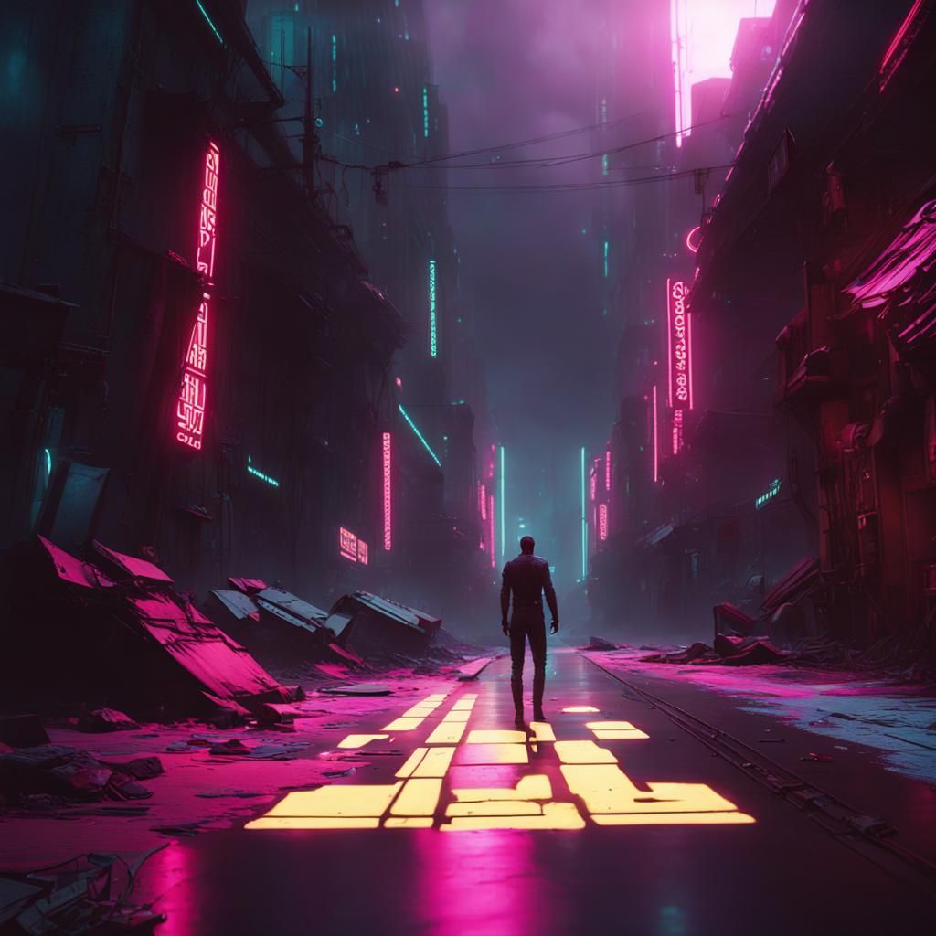 Cyberpunk Redemption: Neon Soul in Dystopian City