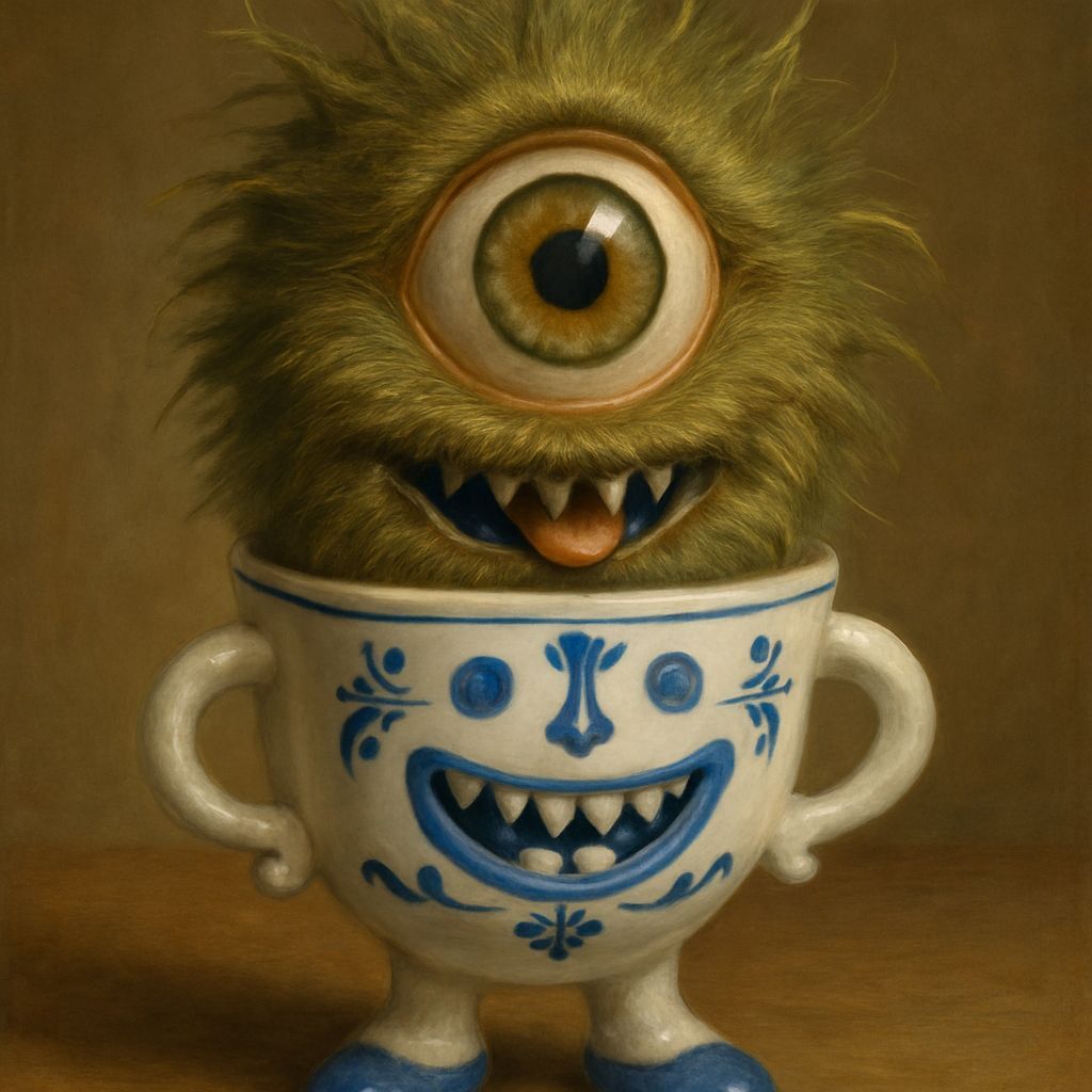 Whimsical Furry Monster in Anthropomorphic Eggcup