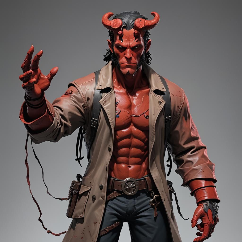 Young Hellboy in Detailed 3D Anime Art