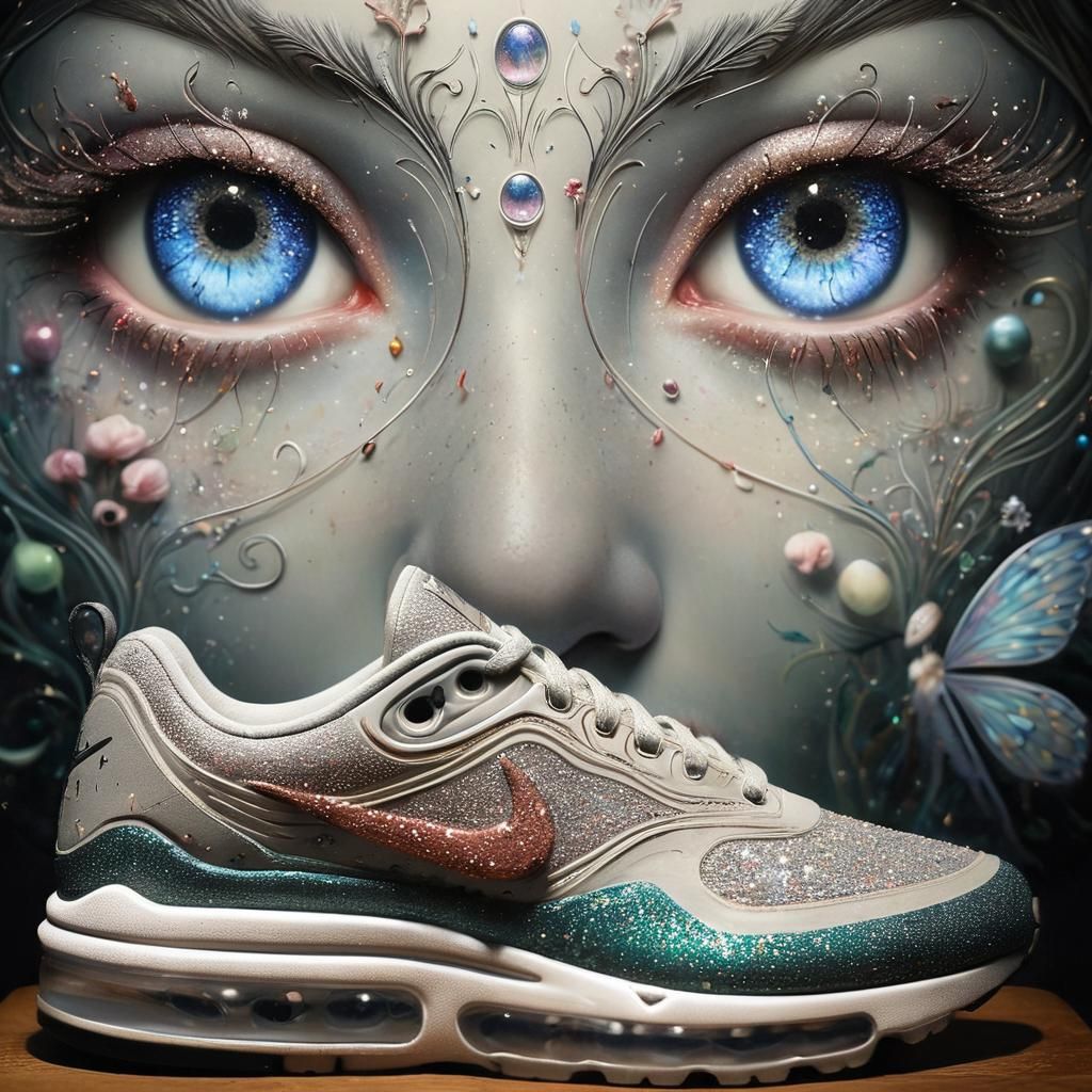 Ethereal Nike Airmax with Piercing Eyes and Wings
