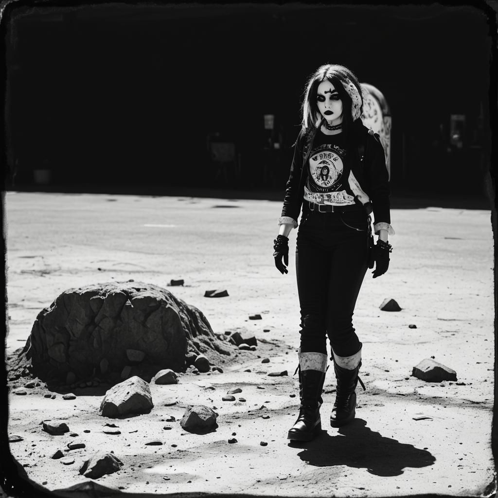 Goth Fashion Model in Coffee Shop