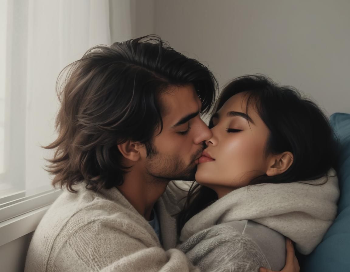 Romantic Morning Kiss: A Tender Moment