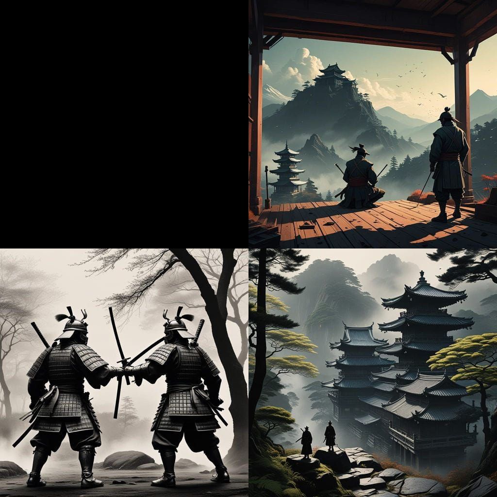 Epic Samurai Battle in Ancient Japanese Monastery
