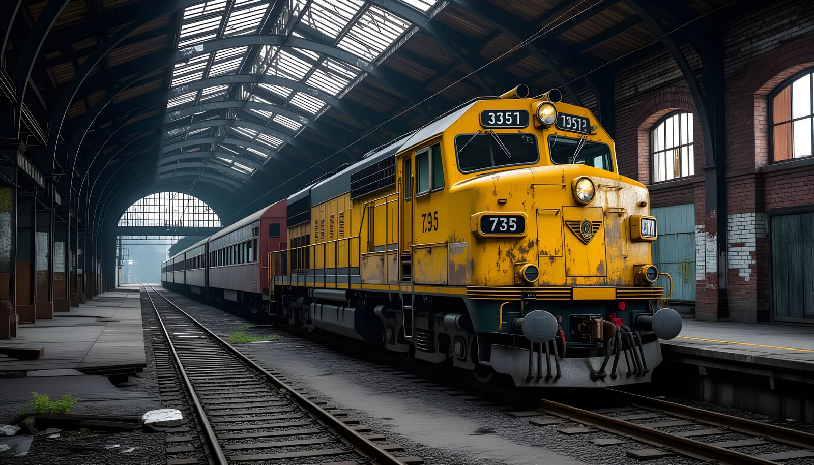 Photorealistic Digital Painting of a Rust Covered Train in R...