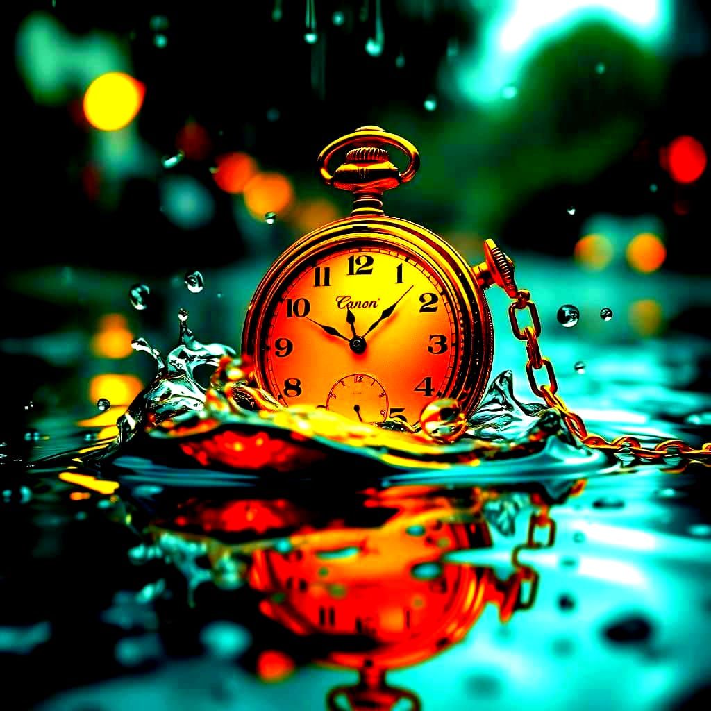 Golden River of Time in Surreal Surrealism Style