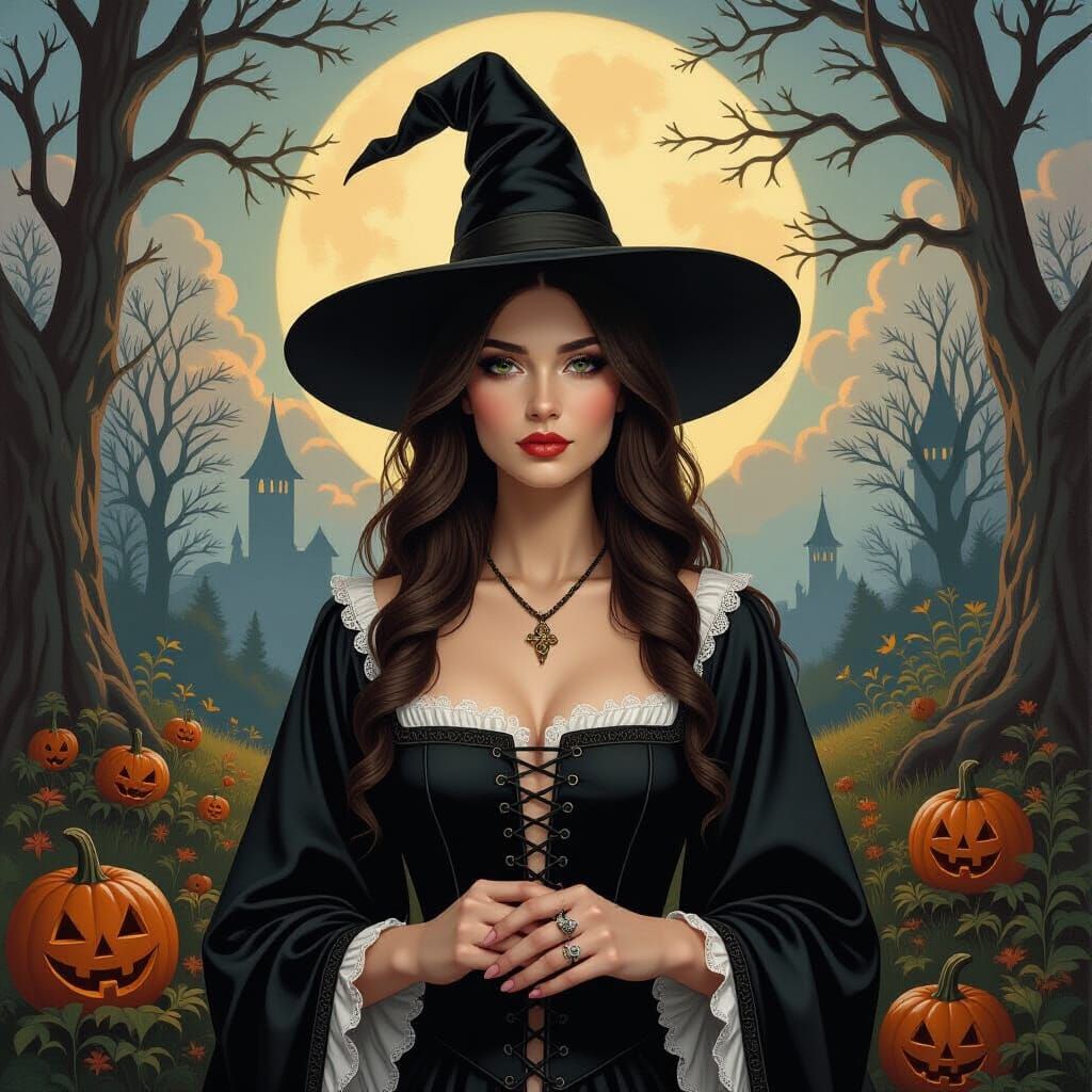 Witch Oil Painting in Renaissance Style