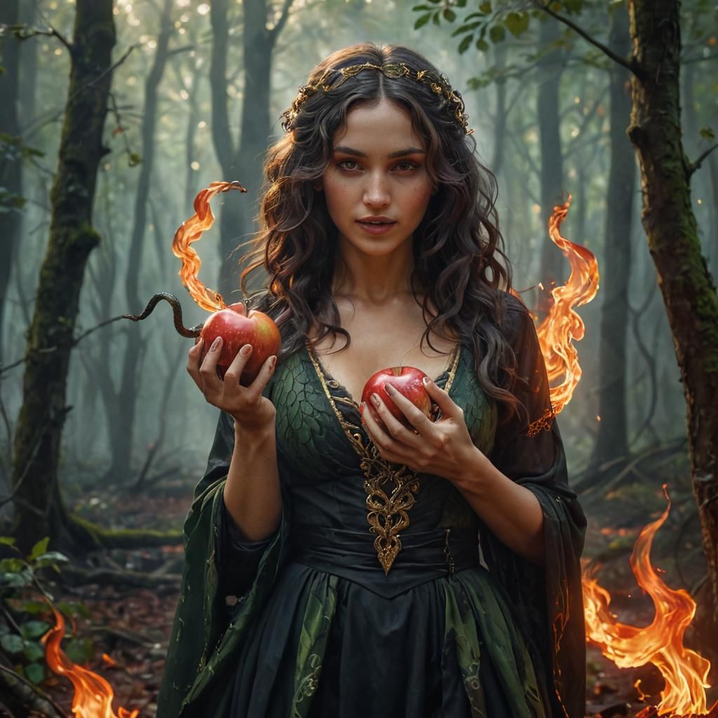 Sultry Sorceress Basks in Fiery Autumn Glow